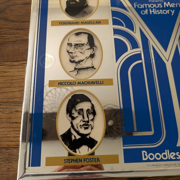 VINTAGE RARE BOODLES BRITISH Dry GIN Mirror Famous Men of History 20”x16” - Picture 4 of 13